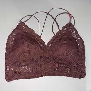 PINK Victoria's Secret Lace Bralette in Deep Brown